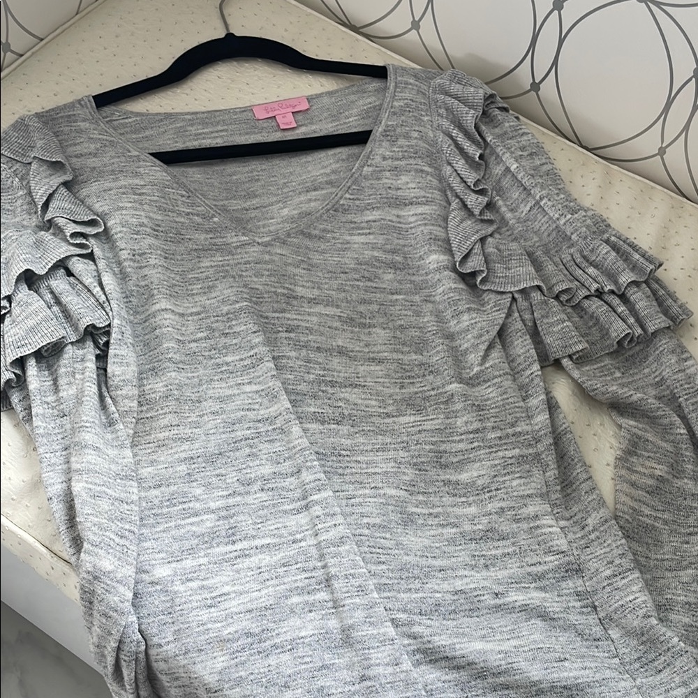 Gray Ruffled knit Women's Top Lilly Pulitzer